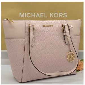 MICHAEL KORS CHARLOTTE LARGE TZ TOTE POWDER BLUSH